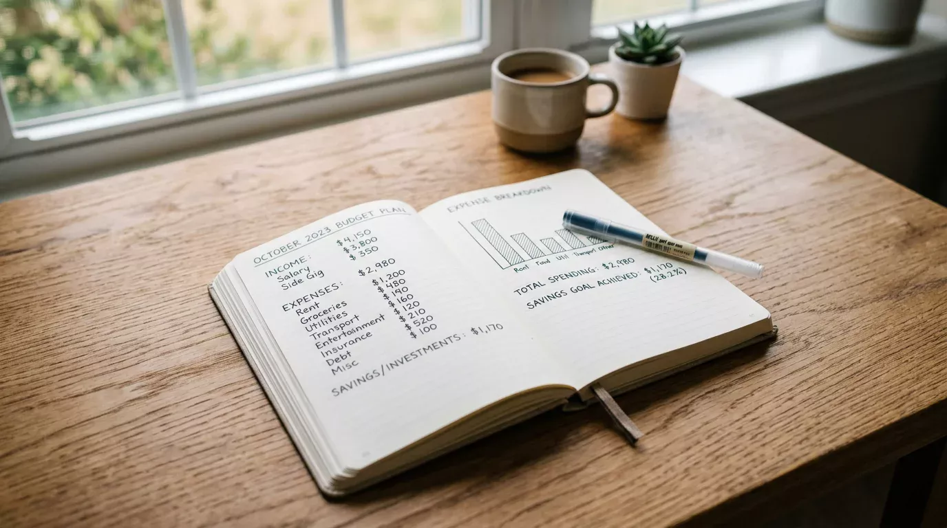 Cuaderno con cálculos de bankroll y gestión de apuestas deportivas